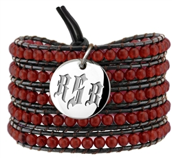 Vesta Garnet Red Wrap Bracelet Gothic Monogram