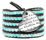 Vesta Mother's Heart Aquamarine Blue Wrap Bracelet