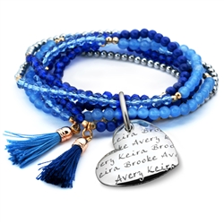Vesta Mother's Heart Azzurro Tassel Bracelet
