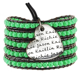Vesta Mother's Heart Emerald Green Wrap Bracelet