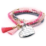 Vesta Mother's Heart Rubino Tassel Bracelet