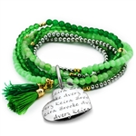 Vesta Mother's Heart Smeraldo Tassel Bracelet
