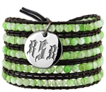 Vesta Peridot Green Wrap Bracelet Gothic Monogram