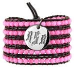 Vesta Ruby Pink Wrap Bracelet Gothic Monogram