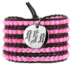 Vesta Ruby Pink Wrap Bracelet Gothic Monogram