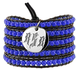 Vesta Spinel Blue Wrap Bracelet Gothic Monogram